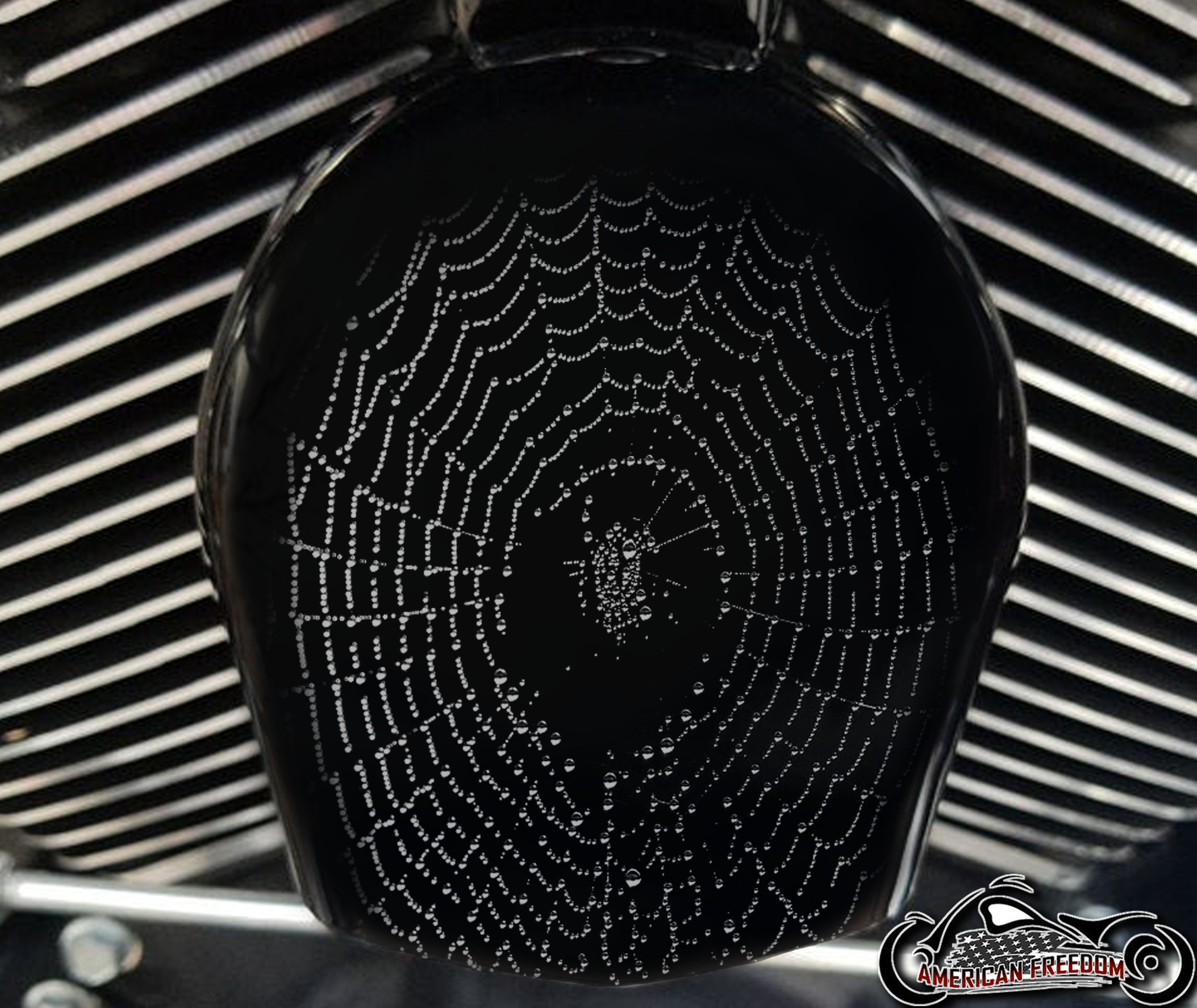 Custom Horn Cover - Black Spiderweb